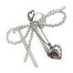 thumbnail image 2 of Llavero con cuentas de lazo, accesorio decorativo, llavero de corazón para coche, lazo colgante beige, 2 of 9