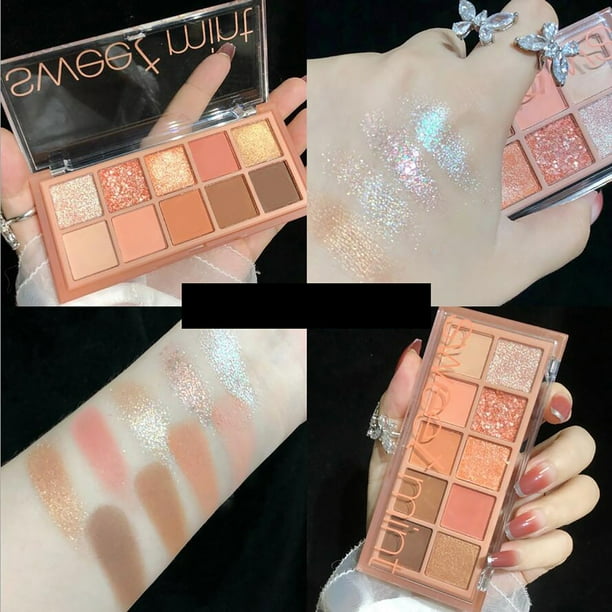 Fiudx Sombras de Ojos de 10 Colores Perlados, Mat y Brillantes, Maquillaje para Estudiantes