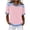 Pink, variant on Striped T Shirts for Women Denim Contrast Collar Waffle Knit Tops Loose Fit Casual Daily Wear Tees Comfy Soft Summer Blouse Black XL