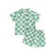 thumbnail image 2 of Musuos Little Boy Casual Checkerboard Outfit, 6M 12M 18M 24M 3Y 4Y Tree Print Lapel Short Sleeve Shirt Shorts Summer Set for Toddler, 2 of 10