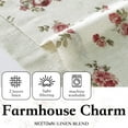 thumbnail image 3 of NICETOWN Valance Curtains for Windows, Double Layer Floral Linen Kitchen Curtains, Rod Pocket Farmhouse Rose Pattern Semi Sheer Light Filtering Linen Cafe Curtains, Red, 52"x18", 1 Panel, 3 of 7