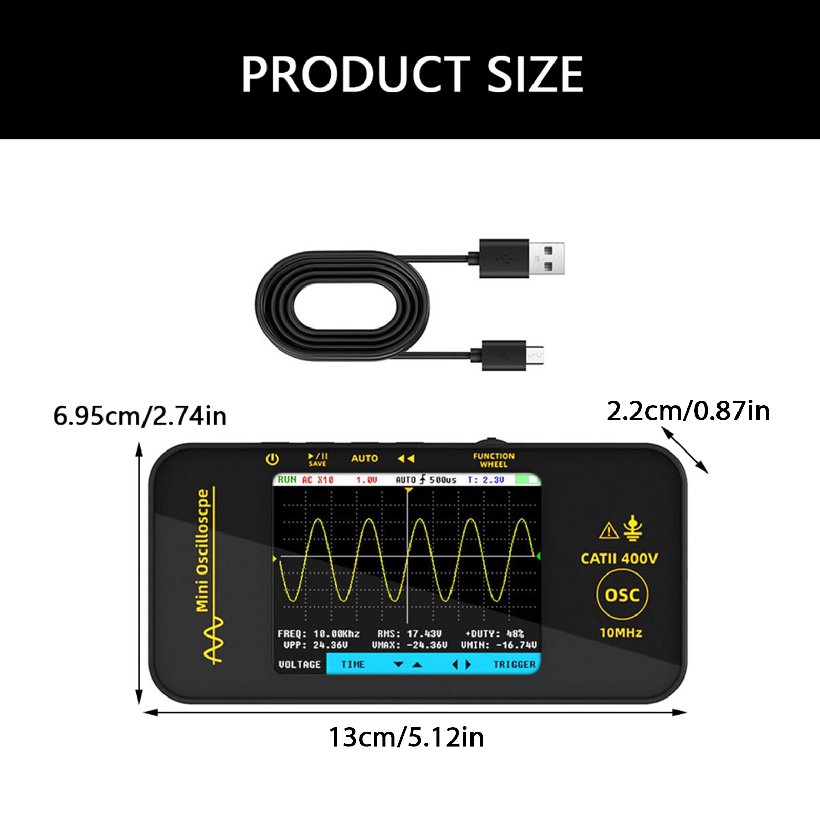 lanema Rechargeable Handheld Oscilloscope 10MHz Bandwidth for Sound Amplifiers Hobbyist