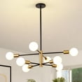 thumbnail image 3 of KAISITE 8-Light Modern Black  Gold Corded Electric Sputnik Chandelier, 3 of 13