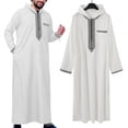 thumbnail image 4 of Islamics Clothing Men Robe Kaftan Muslims Man Moroccan Casual Long Dress Arabic Thobe Grown Middle East National Costume, 4 of 8