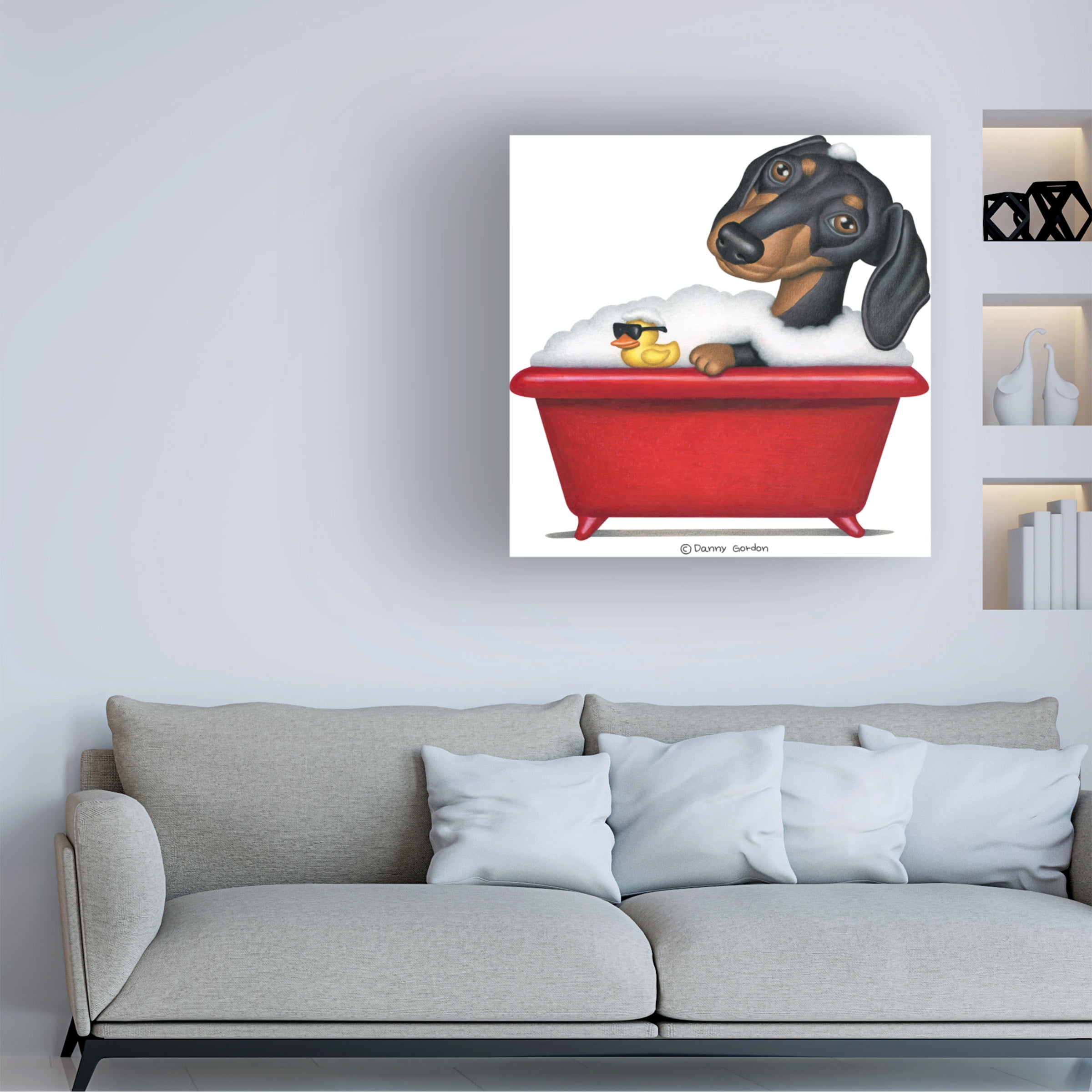 Danny Gordon Art 'Black Dachshund in Red Tub' Canvas Art