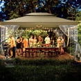 thumbnail image 3 of HOTEEL 10x13ft Metal Patio Gazebo, Outdoor Gazebo Canopy Tent for Backyard with Mosquito Netting, Gazebos Shelter with Steel Frame, Patio Covers for Shade and Rain, Khaki, 3 of 9