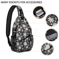 thumbnail image 2 of Sling Backpack,Black Christmas Snowflake Pattern Sling Bag with Water Bottle Holder,Waterproof Sling Bag for Men/Women with Headphone Jack for Hiking,Travel, 2 of 6
