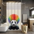 thumbnail image 5 of No Hook Shower Curtains with Detachable Snap-in Liner Set, Funny Panda Waterproof Hotel Style Bathroom Shower Curtain, Rainbow Abstract Animals Breathable Mesh Top Window Bath Curtains 36''x72'', 5 of 9