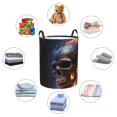 thumbnail image 4 of Gothic Skull On Fire Death Cool Foldable Laundry Hamper with Handle Storage Basket for Clothes Toys & Organizing, 4 of 6