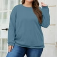 thumbnail image 3 of Dwellite Sweatshirt for Women,Plus Size Crewneck Sweatshirts Oversized Pullover Tops Fall Winter Clothes 2026 with Pocket Blue L, 3 of 6