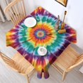 thumbnail image 2 of Rainbow Tie Dye Mandala Pattern Square Tablecloth,Waterproof Square Table Cover,Wipeable Spillproof Washable Table Cover for Home Kitchen Party Decor 60"x60"(152x152cm), 2 of 6