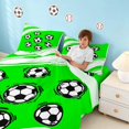 thumbnail image 4 of Manfei Football Sport Bed Sheets, Geometric Stripe Full Size Sheets, Vivid Green White 4 Pieces(1 Flat Sheet, 1 Fitted Sheet and 2 Pillowcases), 4 of 6