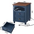thumbnail image 2 of Farmhouse Nightstand with Charging Station, Wood End Table w/Arched-door Storage Space Decorate, 2 Storage Drawers, for Bedroom, Living Room, 2 of 7
