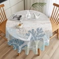 thumbnail image 3 of Summer Marine Life Round Tablecloth 60 inches Ocean Coral Coastal Starfish Sand Dollar Retro Waterproof Oil-Proof Table Cloth Round Table Cover for Holiday Party Picnic Dinner Decor Indoor Outdoor, 3 of 9