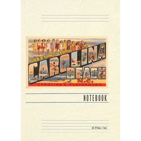 Vintage Lined Notebook Greetings from Carolina Beach, (Paperback)