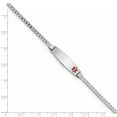thumbnail image 3 of 14K White Gold Medical Soft Diamond Shape Red Enamel Flat Curb Link ID Bracelet, 3 of 6