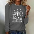 thumbnail image 2 of hxobax Long Sleeve T Shirts for Womens Dandelion Print Tunic Tops Fall Cute Crewneck Pullover Tshirt, 2 of 5