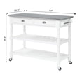 thumbnail image 5 of Convenience Concepts French Country 3 Tier Stainless Steel Kitchen Cart with Drawers, Stainless Steel/White, 5 of 10