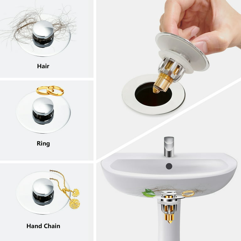 LEKEYE Shower Drain Hair Catcher | Pop Up Bathroom Sink Stopper | Drain  Plug with Filter Hair Catcher
