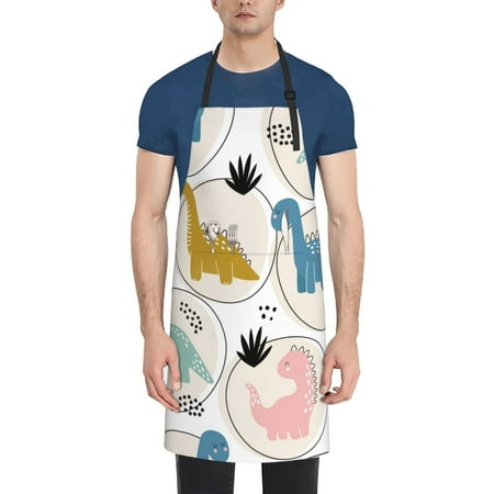 

Naloa Cute Dinosaurs Apron Kitchen Aprons with Pockets for Women Men Chef