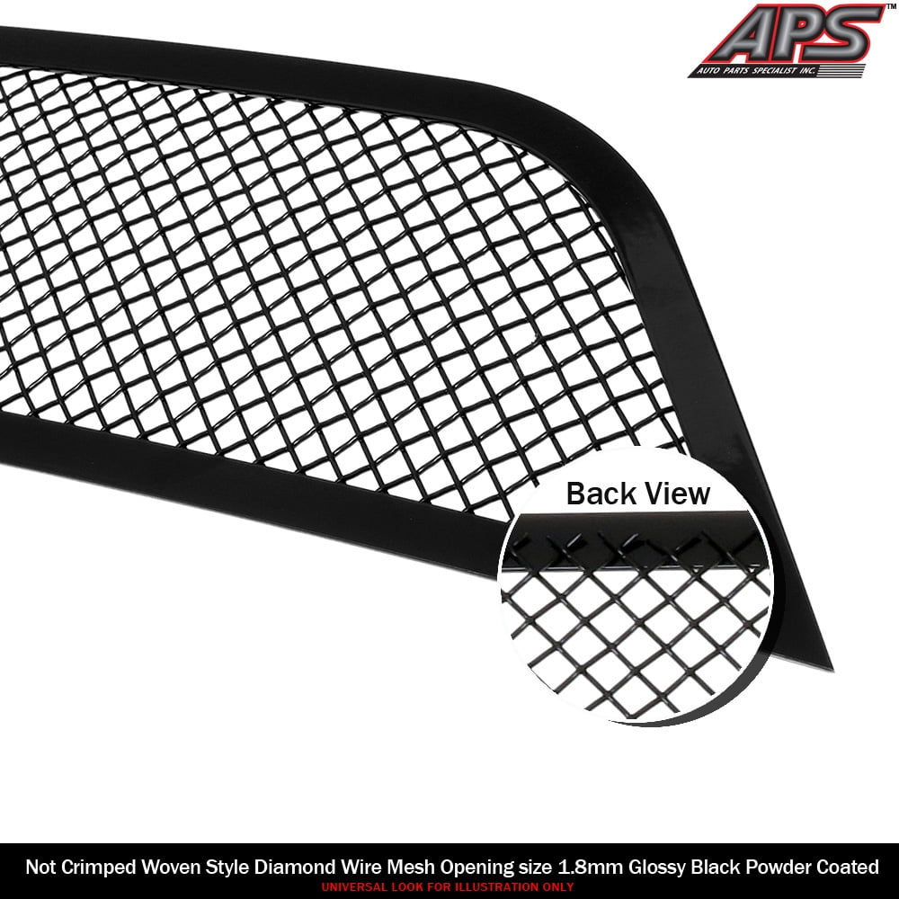APS Compatible with 2008-2013 Cadillac CTS Black Stainless Steel Mesh Grille Grill Insert Combo A77768H