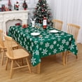 thumbnail image 5 of Christmas Tablecloth, Christmas Decorations for Home Indoor Table Decor Table Cloths Rectangle 60 x 120, Xmas Winter Farmhouse Tablecloth Snowflakes Decorations for Banquet Party, Green, 5 of 7
