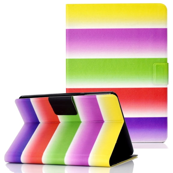 Allytech Folio Case for Amazon Kindle Paperwhite E-reader 2012 2013 2014 2015 2016 2017 (Not for 10th Kindle / 10th Paperwhite), Ultra Slim PU Leather Smart Shell Auto Sleep Wake Cover,Rainbow