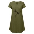 thumbnail image 4 of Robes d'Été Décontractées pour Femmes 2023 Manches Courtes Col en V Robe en Lin Ample Tunique Confortable T-Shirts Robe Droite, 4 of 5