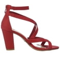 thumbnail image 3 of Women's Ankle Strap Open Toe Chunky High Heel Cross Strap Sandals Dress Shoes RED 6.5, 3 of 5