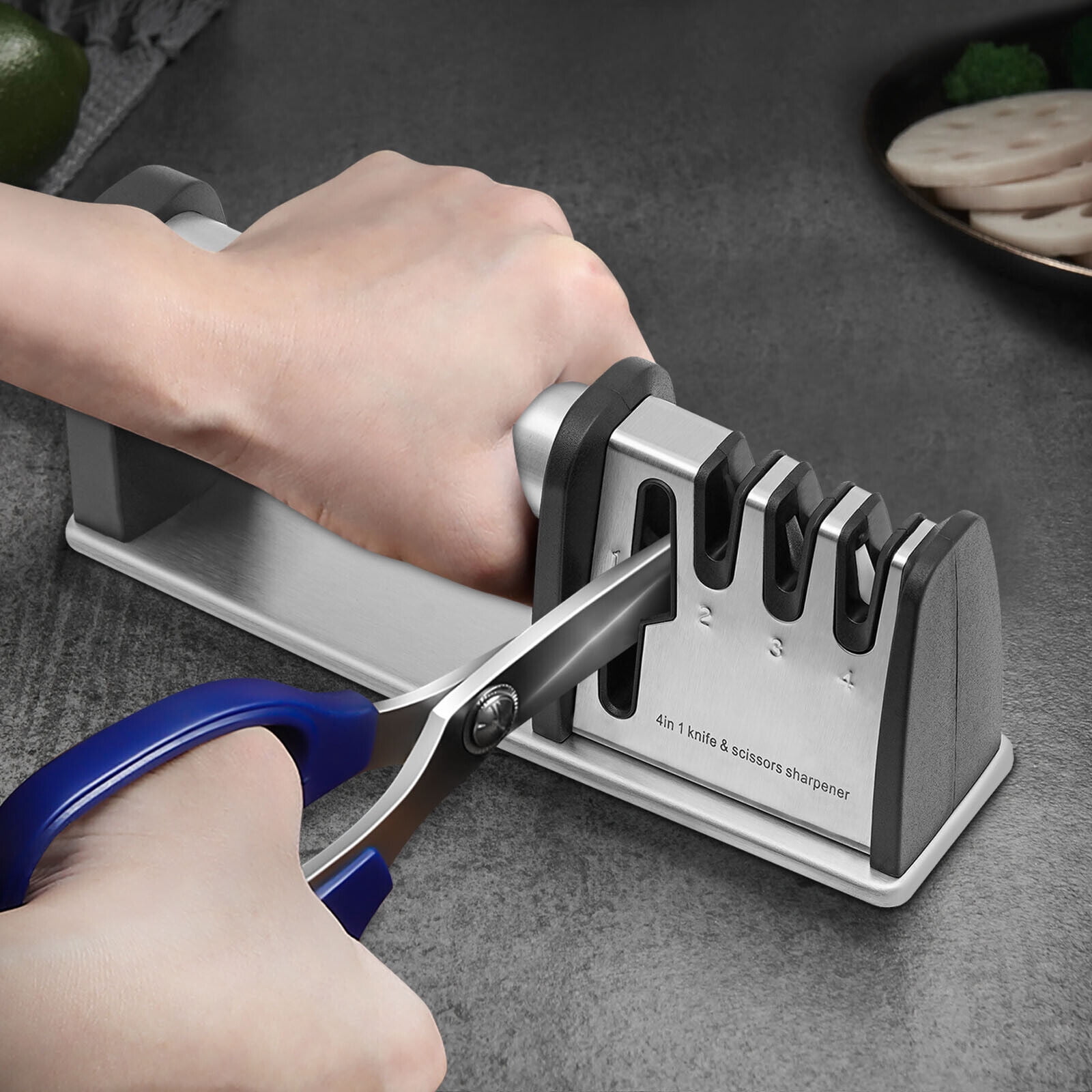 4 Stage Knife Sharpener Professional Ceramic Tungsten Scissor Sharpening Tool