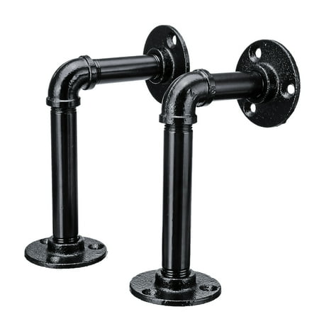 bracket steampunk 2pcs screws shelving floating shelves mounted shelf pipe hardware iron industrial retro decor diy