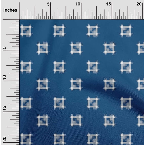 oneOone Cotton Cambric Fabric Square Kasuri Print Sewing Fabric BTY 56 Inch Wide