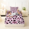 thumbnail image 3 of Manfei Pink Dreamy Bow Twin Fitted Sheet,Vintage Cheetah Print Bedding,2pcs,1 Fitted Sheet and 1 Pillowcase, 3 of 6