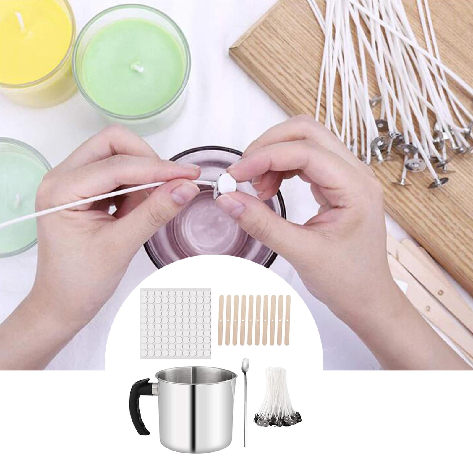 GUOOL DIY Candle Making Kit with 1 piece Melting Pouring Pot, 100PCS Candle Wicks, 100PCS Candle Wicks Sticker, 1 piece Spoon, 10PCS Wicks Holders Making Candles