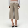 thumbnail image 4 of IYYVV Gaucho Pants Women Fold Over Cropped Capri Pants Low Rise Wide Leg Yoga Capris Palazzo Culotte Stretch Bottoms Khaki XL, 4 of 6
