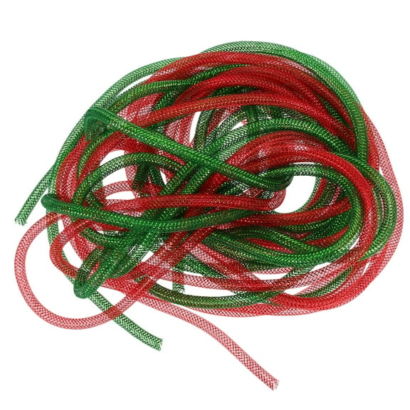 HAKIDZEL 4Set Mesh Tubes for Craft Making Garland DIY Material in Red and Green for Christmas