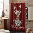 thumbnail image 3 of Christmas Elk Bathroom Shower Curtain Xmas Deer with Floral Snow Red Buffalo Plaid Waterproof Washable Shower Curtains for Bathtub Bath Decor with Grommets and Hook 72 X 84 Inch, 3 of 8