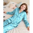 thumbnail image 4 of Girls Pajamas Silk PJS Set Satin Sleepwear Long Sleeve Jammies for Kids Button-Down Nightwear Loungewear 3-16 Years, 4 of 7