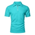 thumbnail image 7 of OGLCCG Men's Quarter-Zip Golf Shirts Lapel Collared Jacquard Short Sleeve Pullovers Casual Solid Color Business Tee Tops,XL,Sky Blue, 7 of 7
