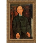 Portrait of Pinchus Kremenge 20x24 Gold Ornate Wood Framed Canvas Art by Modigliani, Amedeo