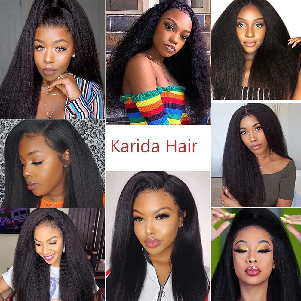 3 Bundles Kinky Straight Human Hair Natural Black(10 10 10inch)