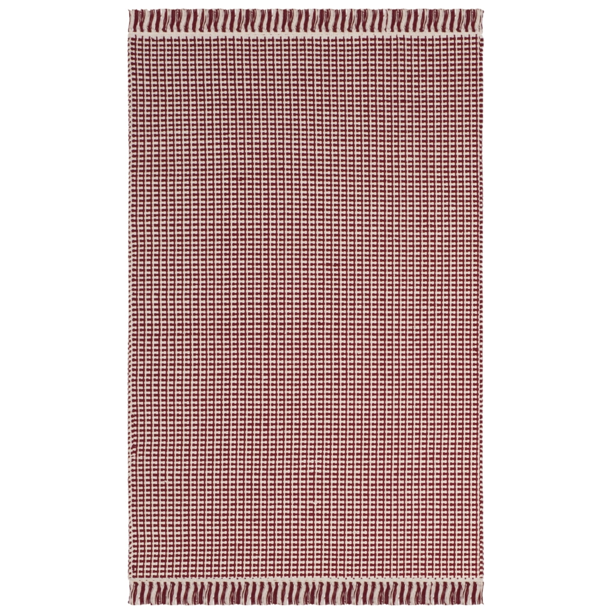 SAFAVIEH Montauk Patton Geometric Cotton Area Rug, Ivory/Red, 3' x 5'