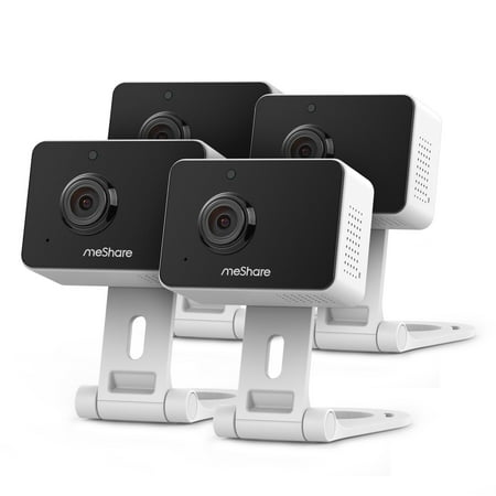 meShare 1080p Mini Wireless Two-way Audio Camera 4-Pack with Free 6-Month Cloud Service Plan and Cloud AI Security-Works with Google (Best 4 3rds Camera)