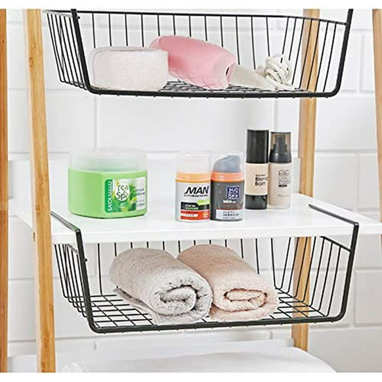 Under Shelf Wire Basket Hanging Storage Baskets, Under Cabinet Add-on  Storage Racks Slide-in Baskets Organizer for Kitchen Pantry Desk Bookshelf
