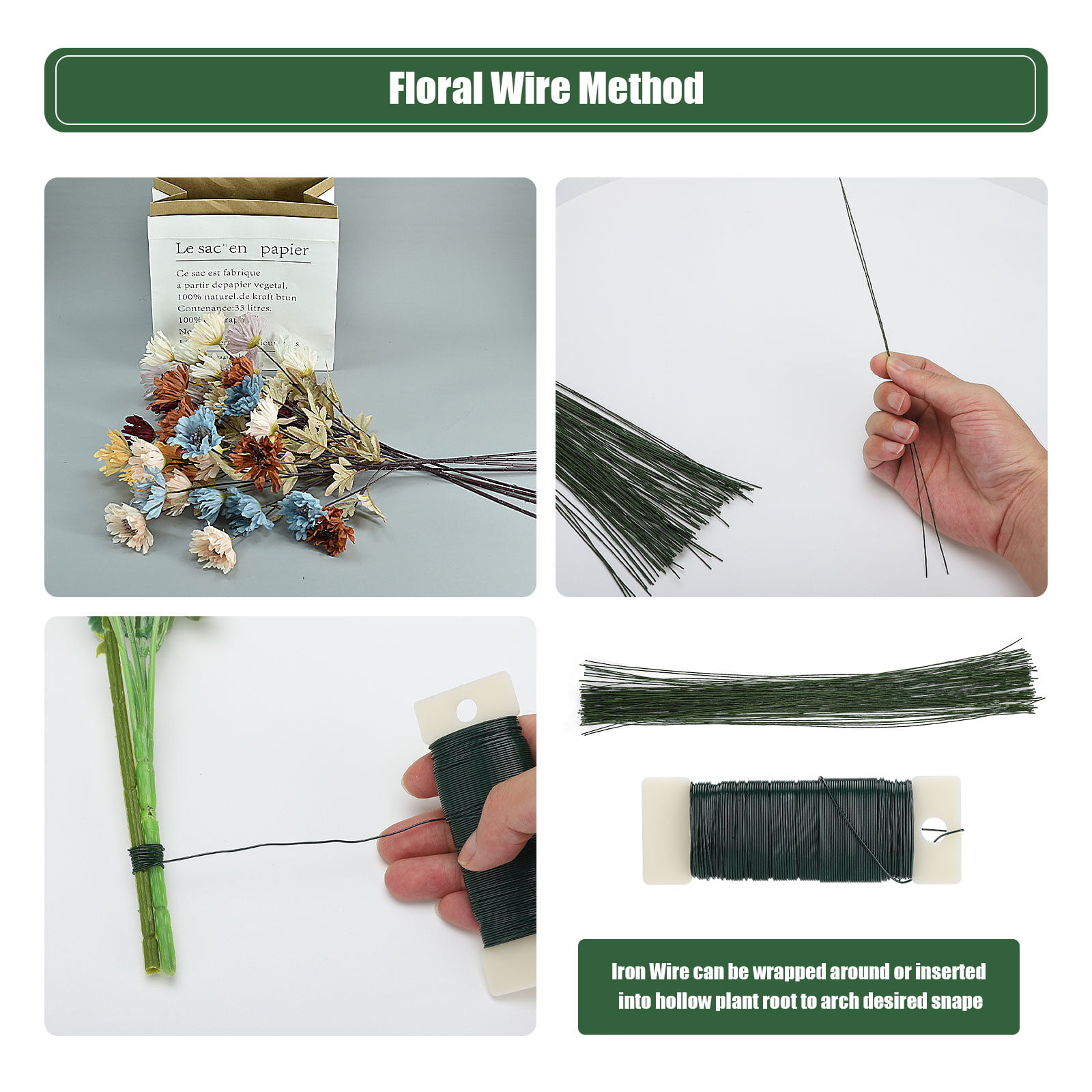 Protoiya 7 Pcs Floral Arrangement Kit Floral Tape and Floral Wire with Wire Cutter Green Floral Tapes Floral Stem Wire 40 Pcs Corsage Pins for Bouquet