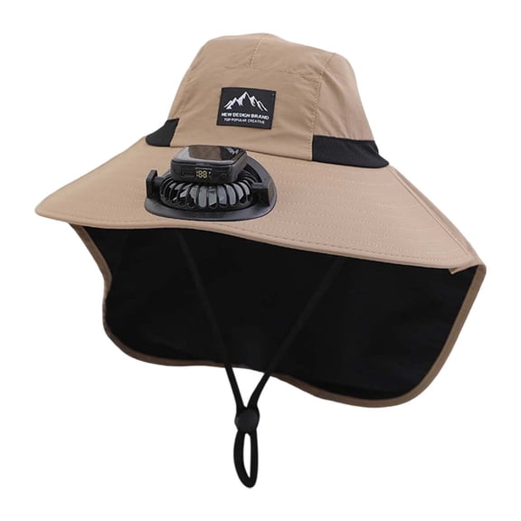 Solar Fan Hat Wide Brim Hat with Fan Sunscreene Neck Flap 3-Speed Outdoor Sun Hat for Fishing,Hiking,USB Solar Charging