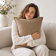 thumbnail image 6 of MYUNNIL Long Lumbar Throw Pillow Cover, Soft Simply Farmhouse Rectangular Cushion Cover with Flange Edges, 12 X 20 Inch Fall Boho Seasonal Decorative Pillow Case for Sofa Bed Home Decor, Brown, 6 of 7