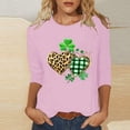 thumbnail image 2 of Erwazi St Patricks Day Shirt Women 3/4 Sleeve Crew Neck T-Shirts Shamrock Funny Graphic Tee Tops, 2 of 4