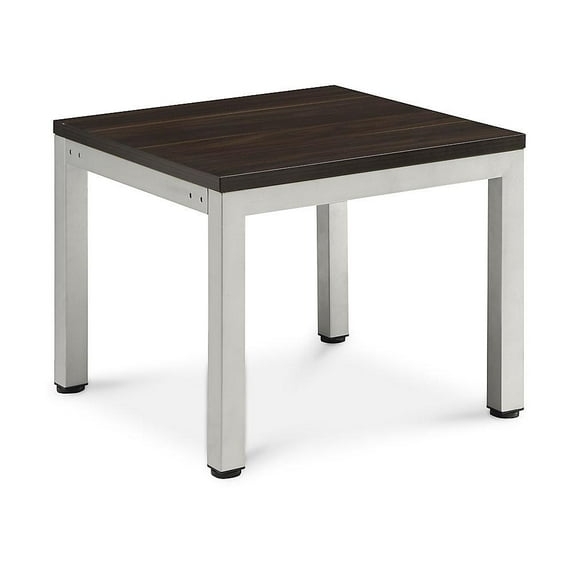 Forward Furniture Compass Reception End Table - Commercial Grade - Stain, Scratch, Heat Resistant Melamine Laminate Top - 2mm PVC Edges - Powder - coated Steel Frame - Dark Walnut