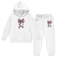 thumbnail image 6 of Girls Valentine's Day Hoodie Set Leopard Print Bow Pattern Hooded Pocket Hoodies Sweatshirt Pants Set White 2 Y-3 Y, 6 of 6